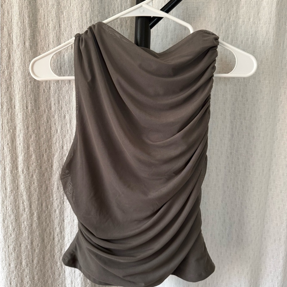 Pull&Bear Taupe Sleeveless Blouse